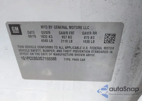 2016 Chevrolet Cruze Limited Ls Auto z USA, uszkodzony, nr VIN 1G1PC5SG2G7168388